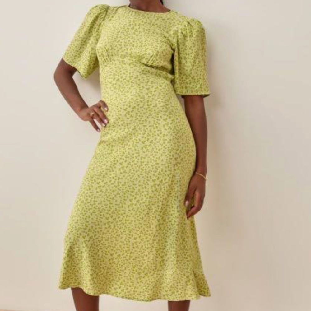 RARE Reformation Nat Dress Springtime Green Floral size XS/0